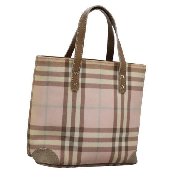 BURBERRY Nova Check Hand Bag PVC Pink Auth - Picture 1 of 15